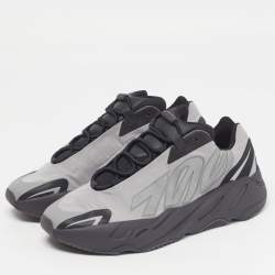 Pre Owned Yeezy x Adidas Boost 700 MNVN Metallic Size 46 2/3 Grey/Black Nylon and Rubber Sneakers