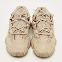 Pre Owned حذاء رياضي ييزي x أديداس شبكي وبني من الجلد المدبوغ تاوبيه فاتحة مقاس 40 2/3