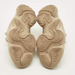 Pre Owned حذاء رياضي ييزي x أديداس شبكي وبني من الجلد المدبوغ تا وبيه فاتحة مقاس 40 2/3