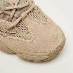 Pre Owned حذاء رياضي ييزي x أديداس شبكي وبني من الجلد المدبوغ تاوبيه فاتحة مقاس 40 2/3