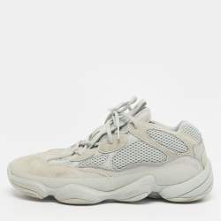 Pre Owned Yeezy x Adidas Boost 500 Salt Size 45 1/3 Mint Green Mesh and Suede Lace Up Sneakers