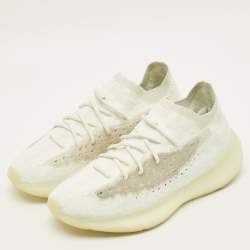 Pre Owned Yeezy x Adidas Boost 380 Calcite Glow Size 45 1/3 White Knit Fabric Low Top Sneakers