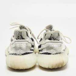 Pre Owned Yeezy x Adidas Boost 350 V2 Zebra Size 43.5 White/Black Knit Fabric Low Top Sneakers