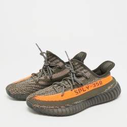 Pre Owned Yeezy x Adidas Boost 350 V2 Beluga Size 43.5 Grey/Orange Knit Fabric Lace Up Sneakers