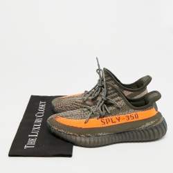 Pre Owned Yeezy x Adidas Boost 350 V2 Beluga Size 43.5 Grey/Orange Knit Fabric Lace Up Sneakers