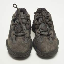 Pre Owned Yeezy x Adidas 500 Utility Black Size 44 2/3 Black Mesh and Suede Low Top Sneakers
