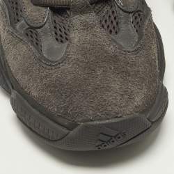 Pre Owned Yeezy x Adidas 500 Utility Black Size 44 2/3 Black Mesh and Suede Low Top Sneakers
