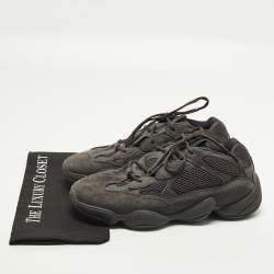 Pre Owned Yeezy x Adidas 500 Utility Black Size 44 2/3 Black Mesh and Suede Low Top Sneakers