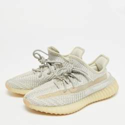 Pre Owned Yeezy x Adidas Boost 350 V2 Size 38 Grey Knit Fabric Lundmark Non-Reflective Lace Up Sneakers
