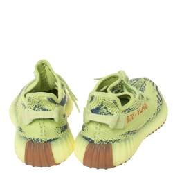Pre Owned Yeezy x Adidas Semi Frozen Yellow Cotton Knit Boost 350 V2 Sneakers Size 42