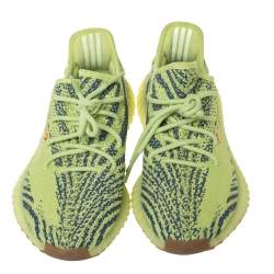 Pre Owned Yeezy x Adidas Semi Frozen Yellow Cotton Knit Boost 350 V2 Sneakers Size 42