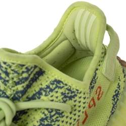 Pre Owned Yeezy x Adidas Semi Frozen Yellow Cotton Knit Boost 350 V2 Sneakers Size 42