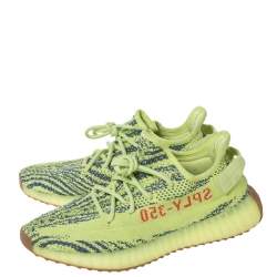Pre Owned Yeezy x Adidas Semi Frozen Yellow Cotton Knit Boost 350 V2 Sneakers Size 42
