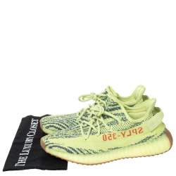 Pre Owned Yeezy x Adidas Semi Frozen Yellow Cotton Knit Boost 350 V2 Sneakers Size 42