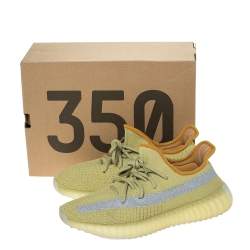 Pre Owned Yeezy x Adidas Yellow Cotton Knit Boost 350 V2 Marsh Sneakers Size 42