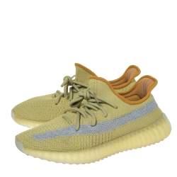 Pre Owned Yeezy x Adidas Yellow Cotton Knit Boost 350 V2 Marsh Sneakers Size 42