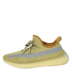 Pre Owned Yeezy x Adidas Yellow Cotton Knit Boost 350 V2 Marsh Sneakers Size 42