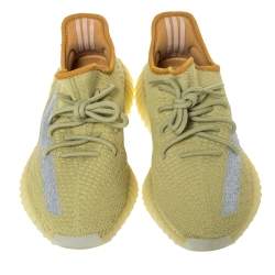 Pre Owned Yeezy x Adidas Yellow Cotton Knit Boost 350 V2 Marsh Sneakers Size 42