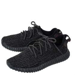 Pre Owned حذاء رياضي ييزي x اديداس "بيرات بلاك بوست 350" تريكو قطن أسود مقاس 42