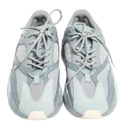 Pre Owned Yeezy x Adidas Grey Cotton Knit And Suede Boost 700 V2 Sneakers Size 45.5