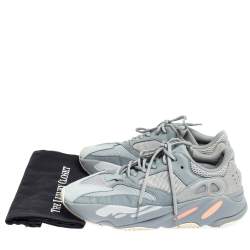 Pre Owned Yeezy x Adidas Grey Cotton Knit And Suede Boost 700 V2 Sneakers Size 45.5