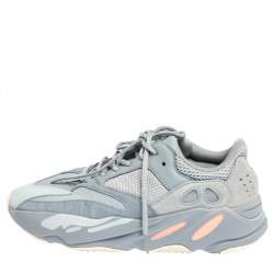 Pre Owned Yeezy x Adidas Grey Cotton Knit And Suede Boost 700 V2 Sneakers Size 45.5