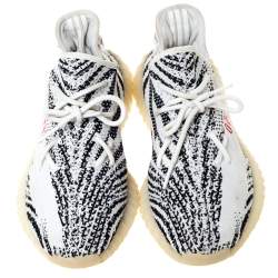 Yeezy x Adidas White/Black Cotton Knit Boost 350 V2 Zebra Sneakers Size 44