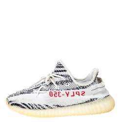 Yeezy x Adidas White/Black Cotton Knit Boost 350 V2 Zebra Sneakers Size 44