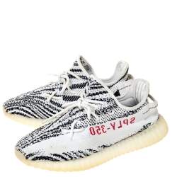 Yeezy x Adidas White/Black Cotton Knit Boost 350 V2 Zebra Sneakers Size 44