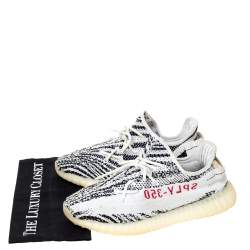 Yeezy x Adidas White/Black Cotton Knit Boost 350 V2 Zebra Sneakers Size 44