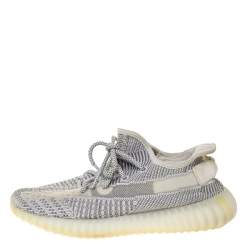 Pre Owned Yeezy x Adidas Grey/White Cotton Knit Boost 350 V2 Static Non-Reflective Sneakers Size US 7, UK 6.5, FR 40