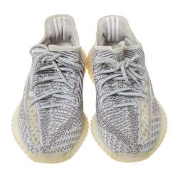 Pre Owned Yeezy x Adidas Grey/White Cotton Knit Boost 350 V2 Static Non-Reflective Sneakers Size US 7, UK 6.5, FR 40