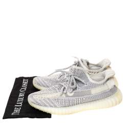 Pre Owned Yeezy x Adidas Grey/White Cotton Knit Boost 350 V2 Static Non-Reflective Sneakers Size US 7, UK 6.5, FR 40