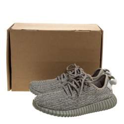 Pre Owned Yeezy x Adidas Grey/White Cotton Knit Boost 350 Moonrock Sneakers Size 39.5