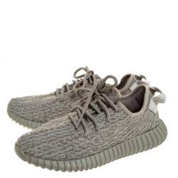 Pre Owned Yeezy x Adidas Grey/White Cotton Knit Boost 350 Moonrock Sneakers Size 39.5