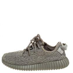 Pre Owned Yeezy x Adidas Grey/White Cotton Knit Boost 350 Moonrock Sneakers Size 39.5