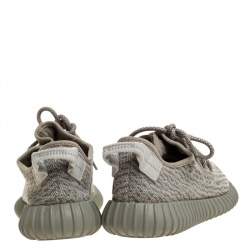 Pre Owned Yeezy x Adidas Grey/White Cotton Knit Boost 350 Moonrock Sneakers Size 39.5