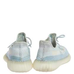 Pre Owned Yeezy x Adidas Blue/White Cotton Knit Boost 350 V2 'Cloud White' Sneakers Size 41.5
