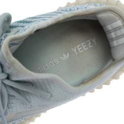 Pre Owned Yeezy x Adidas Blue/White Cotton Knit Boost 350 V2 'Cloud White' Sneakers Size 41.5
