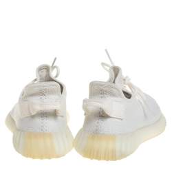 Pre Owned Yeezy x Adidas White Cotton Knit Boost 350 V2 'Cream White' Sneakers Size 41.5