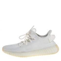 Pre Owned Yeezy x Adidas White Cotton Knit Boost 350 V2 'Cream White' Sneakers Size 41.5
