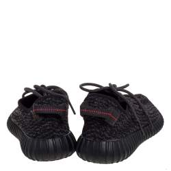 Pre Owned Yeezy x Adidas Black Cotton Knit Pirate Black Boost 350 Sneakers Size 40.5