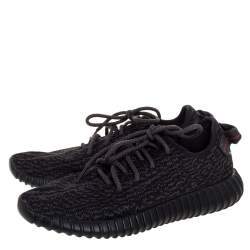 Pre Owned Yeezy x Adidas Black Cotton Knit Pirate Black Boost 350 Sneakers Size 40.5