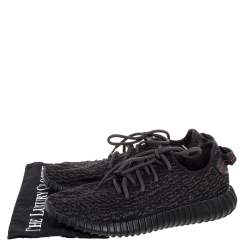 Pre Owned Yeezy x Adidas Black Cotton Knit Pirate Black Boost 350 Sneakers Size 40.5