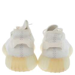 Pre Owned Yeezy x Adidas White Cotton Knit Boost 350 V2 Sneakers Size 42