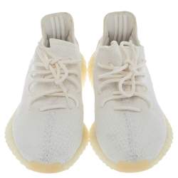 Pre Owned Yeezy x Adidas White Cotton Knit Boost 350 V2 Sneakers Size 42