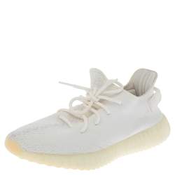 Pre Owned Yeezy x Adidas White Cotton Knit Boost 350 V2 Sneakers Size 42