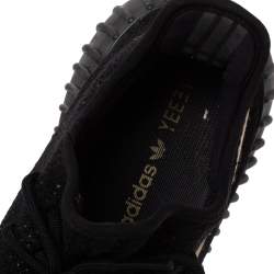 Pre Owned Yeezy x Adidas Black/Green Cotton Knit Boost 350 V2 Core Sneakers Size 43.5