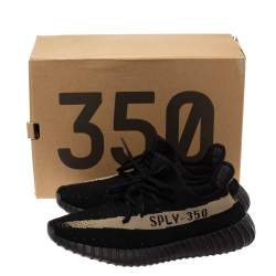 Pre Owned Yeezy x Adidas Black/Green Cotton Knit Boost 350 V2 Core Sneakers Size 43.5