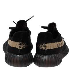 Pre Owned Yeezy x Adidas Black/Green Cotton Knit Boost 350 V2 Core Sneakers Size 43.5